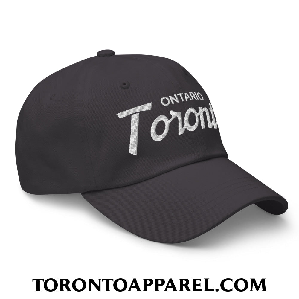 Toronto Ontario Vintage Sports Script Embroidered Unstructured Dad Hat - Toronto Apparel