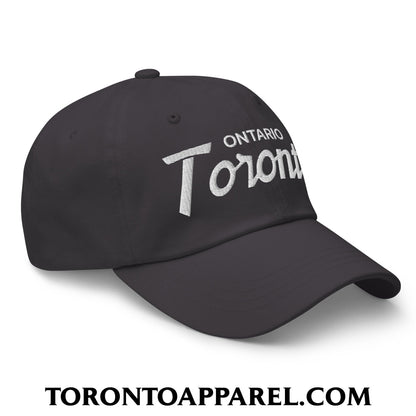 Toronto Ontario Vintage Sports Script Embroidered Unstructured Dad Hat - Toronto Apparel
