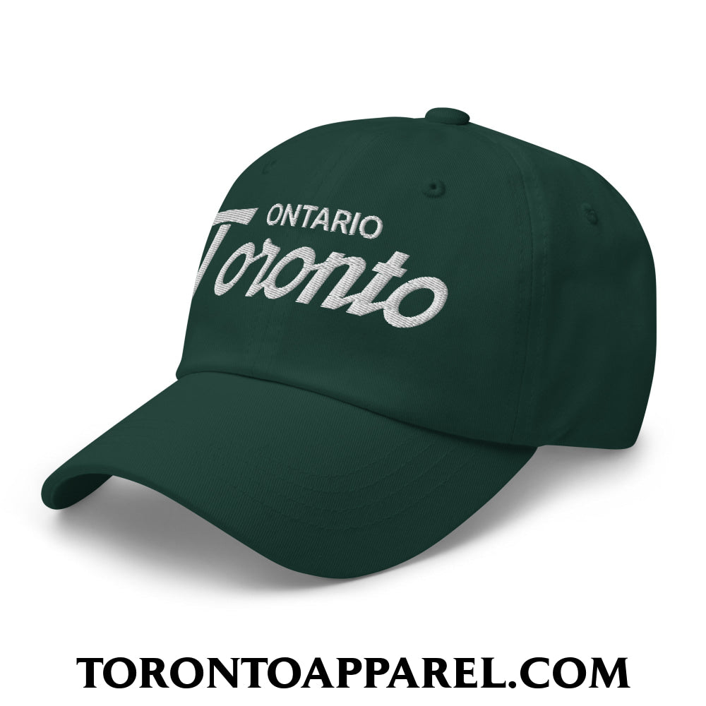 Toronto Ontario Vintage Sports Script Embroidered Unstructured Dad Hat - Toronto Apparel