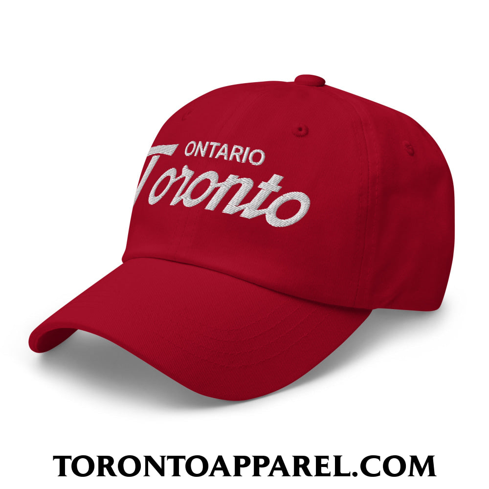 Toronto Ontario Vintage Sports Script Embroidered Unstructured Dad Hat - Toronto Apparel