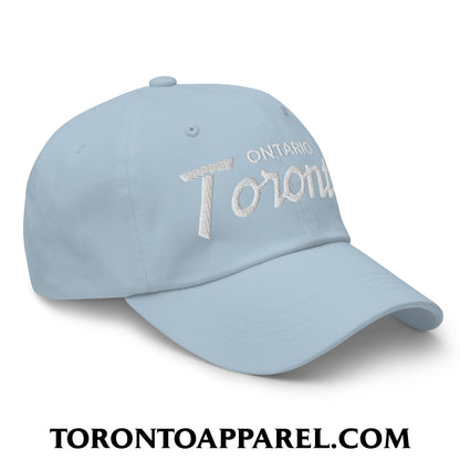 Toronto Ontario Vintage Sports Script Embroidered Unstructured Dad Hat - Toronto Apparel
