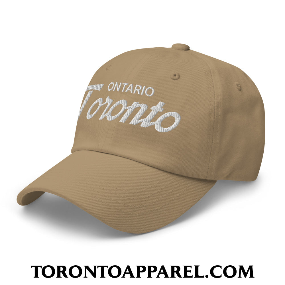 Toronto Ontario Vintage Sports Script Embroidered Unstructured Dad Hat - Toronto Apparel