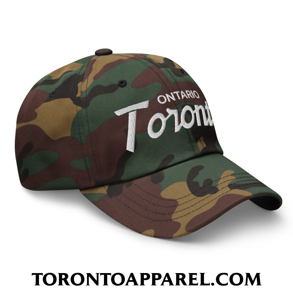 Toronto Ontario Vintage Sports Script Embroidered Unstructured Dad Hat - Toronto Apparel