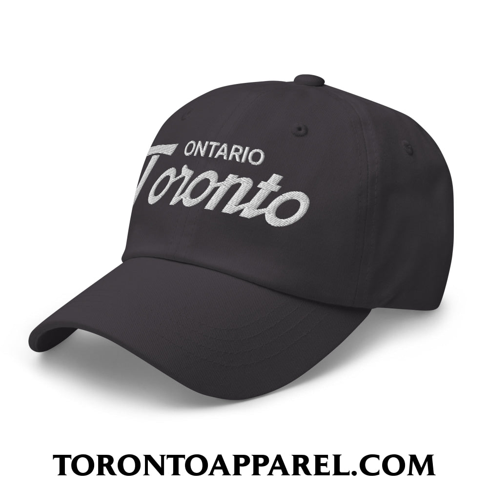 Toronto Ontario Vintage Sports Script Embroidered Unstructured Dad Hat - Toronto Apparel