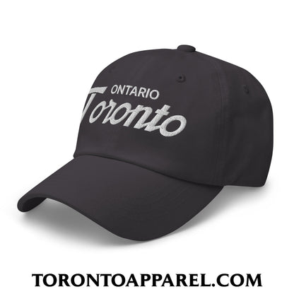 Toronto Ontario Vintage Sports Script Embroidered Unstructured Dad Hat - Toronto Apparel