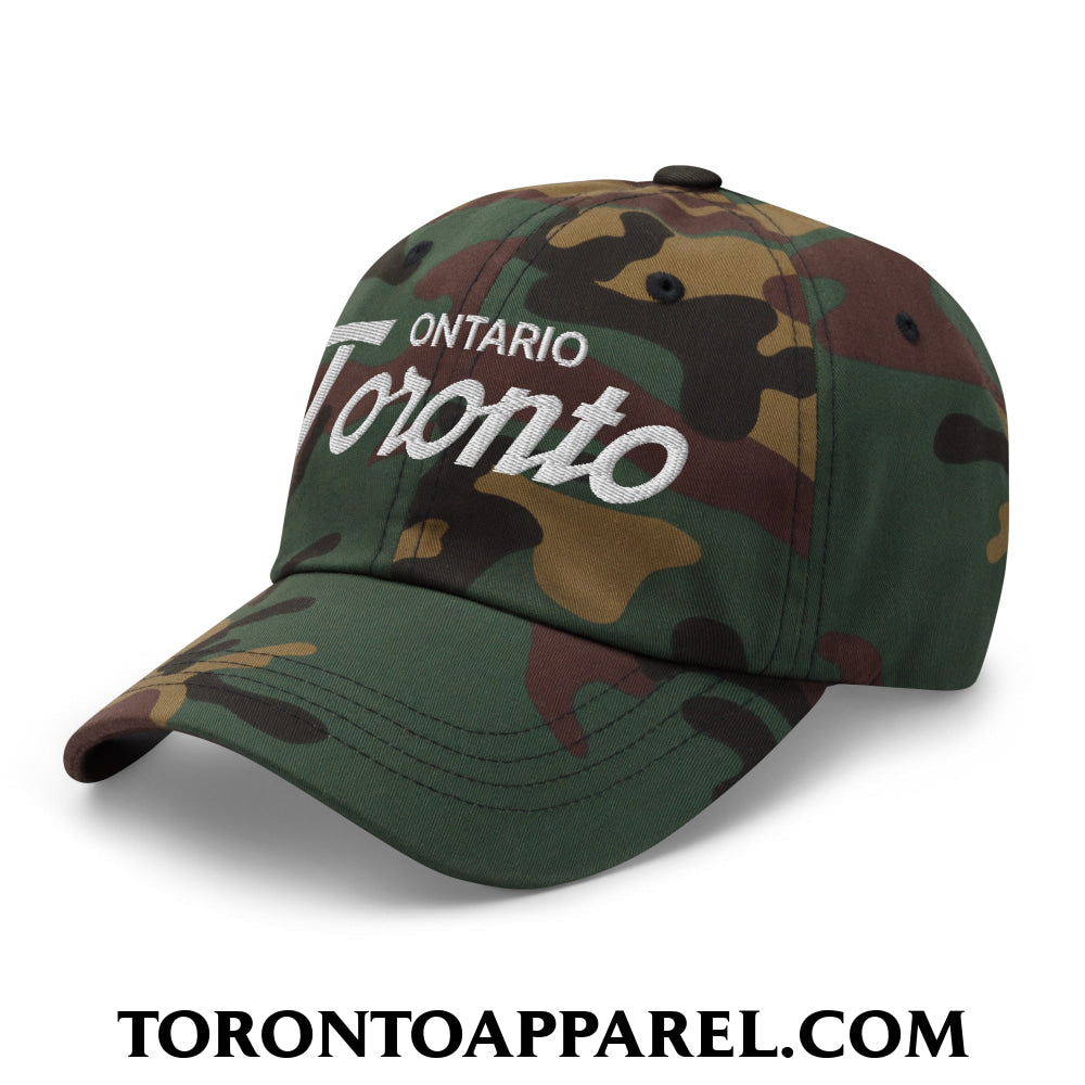 Toronto Ontario Vintage Sports Script Embroidered Unstructured Dad Hat - Toronto Apparel