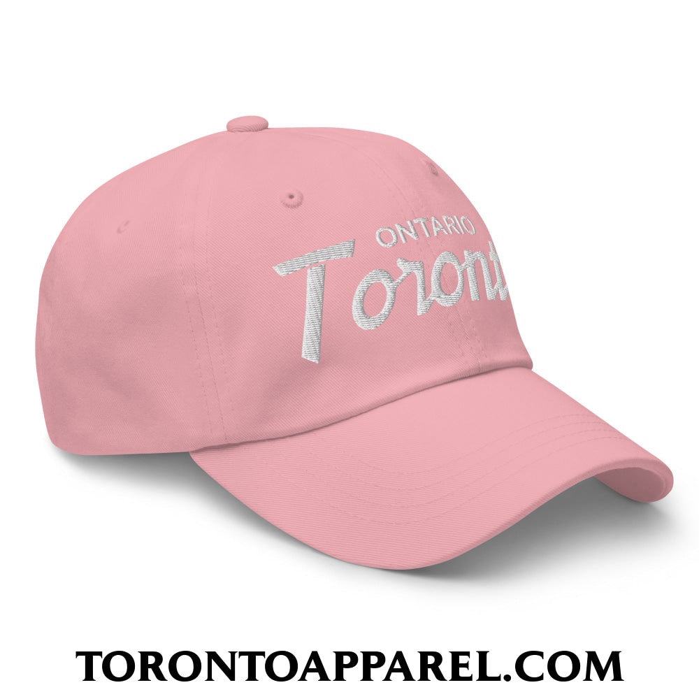 Toronto Ontario Vintage Sports Script Embroidered Unstructured Dad Hat - Toronto Apparel