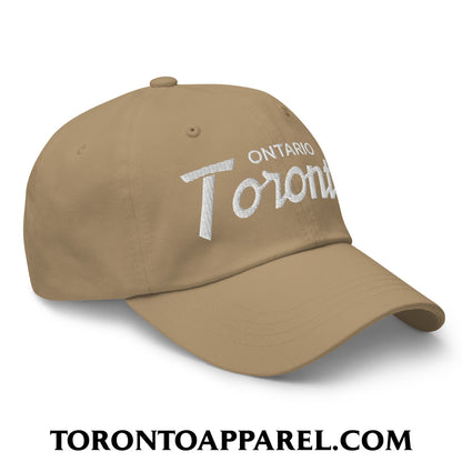 Toronto Ontario Vintage Sports Script Embroidered Unstructured Dad Hat - Toronto Apparel