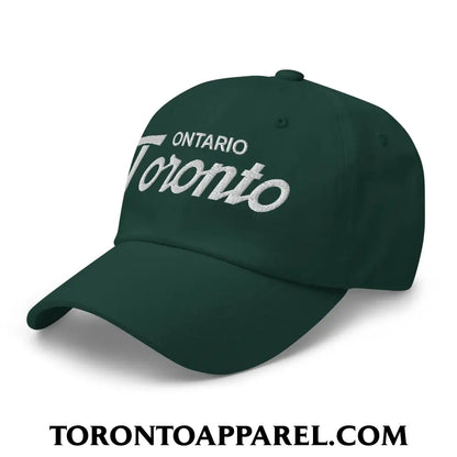 Toronto Ontario Vintage Sports Script Embroidered Unstructured Dad Hat - Toronto Apparel