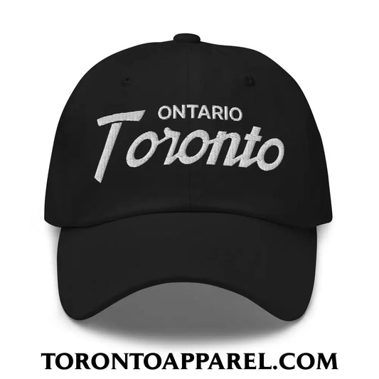 Toronto Ontario Vintage Sports Script Embroidered Unstructured Dad Hat - Black - Toronto Apparel