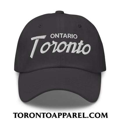 Toronto Ontario Vintage Sports Script Embroidered Unstructured Dad Hat - Dark Grey - Toronto Apparel