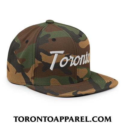 Toronto Vintage Sports Script Embroidered Flat Brim Bill Snapback Hat - Toronto Apparel