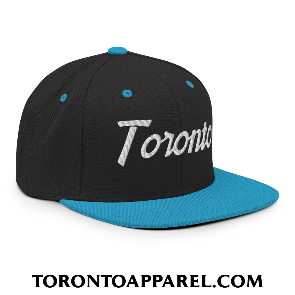 Toronto Vintage Sports Script Embroidered Flat Brim Bill Snapback Hat - Toronto Apparel