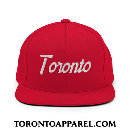 Toronto Vintage Sports Script Embroidered Flat Brim Bill Snapback Hat - Red - Toronto Apparel