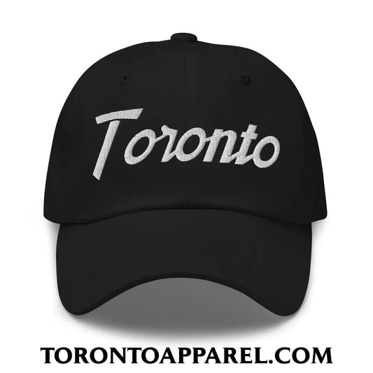 Toronto Vintage Sports Script Embroidered Unstructured Dad Hat - Black - Toronto Apparel