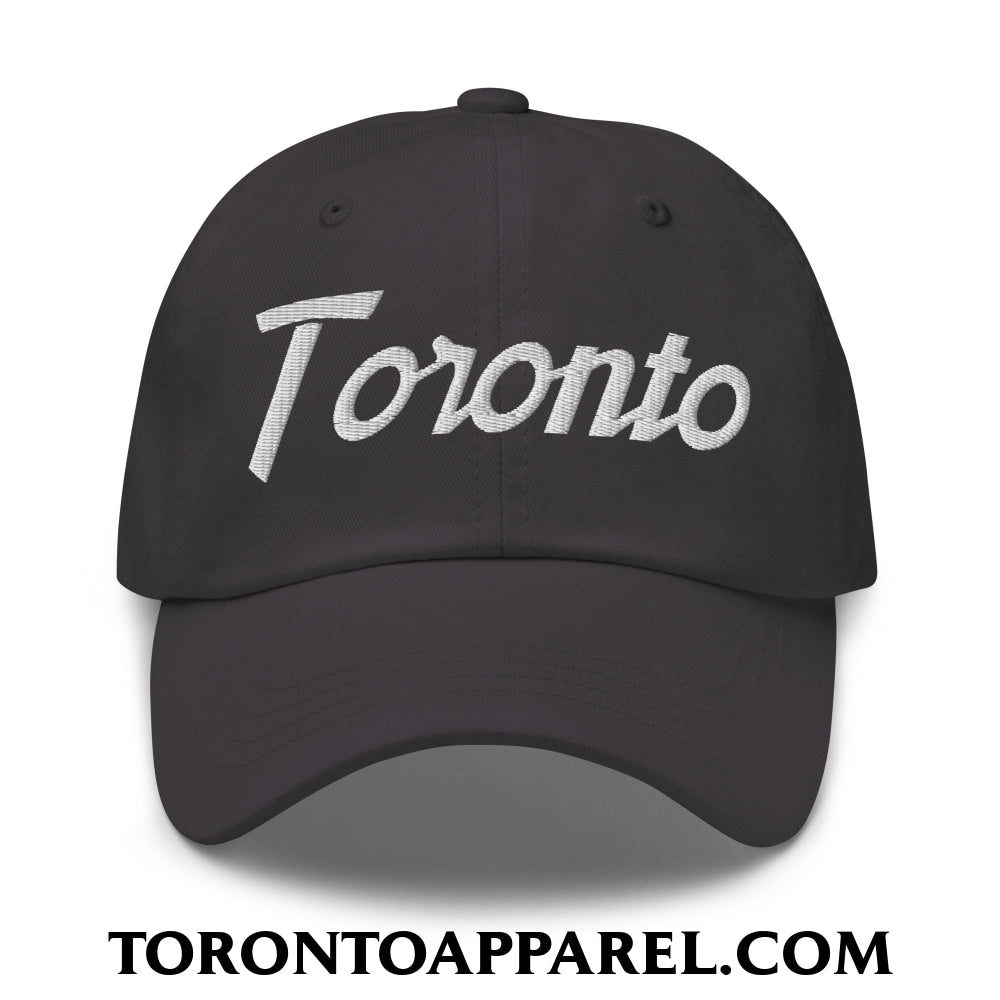 Toronto Vintage Sports Script Embroidered Unstructured Dad Hat - Dark Grey - Toronto Apparel