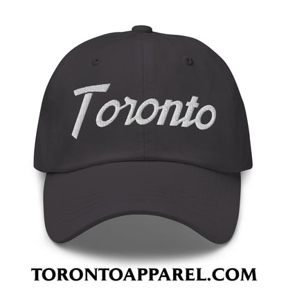 Toronto Vintage Sports Script Embroidered Unstructured Dad Hat - Dark Grey - Toronto Apparel