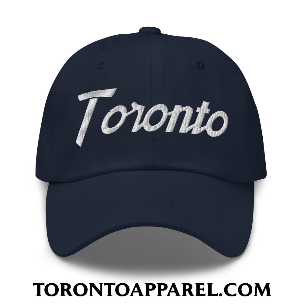 Toronto Vintage Sports Script Embroidered Unstructured Dad Hat - Navy - Toronto Apparel