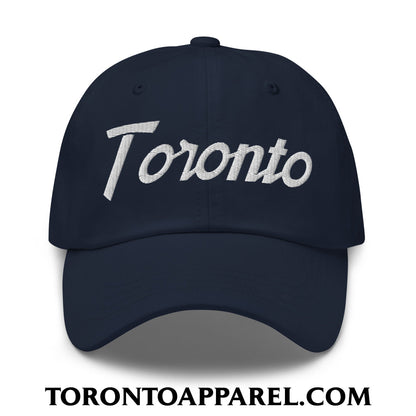 Toronto Vintage Sports Script Embroidered Unstructured Dad Hat - Navy - Toronto Apparel
