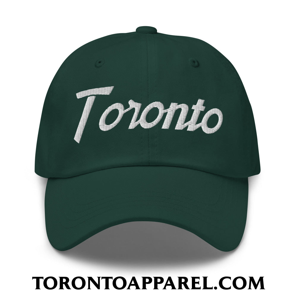 Toronto Vintage Sports Script Embroidered Unstructured Dad Hat - Spruce - Toronto Apparel