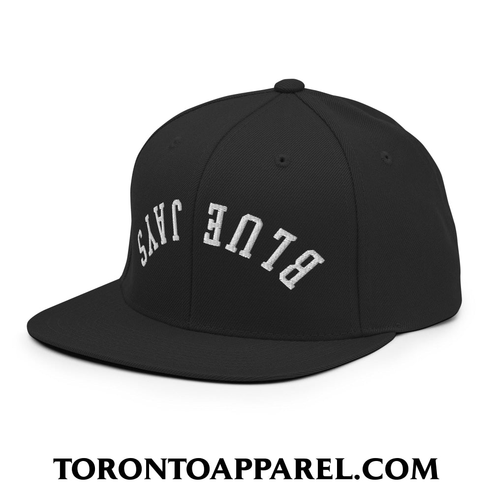 Upside Down Blue Jays Embroidered Flat Brim Bill Snapback Hat - Toronto Apparel