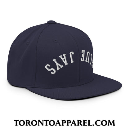 Upside Down Blue Jays Embroidered Flat Brim Bill Snapback Hat - Toronto Apparel