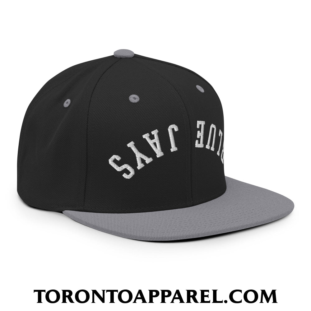 Upside Down Blue Jays Embroidered Flat Brim Bill Snapback Hat - Toronto Apparel