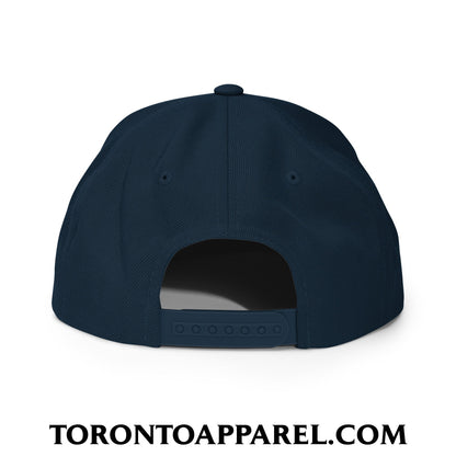 Upside Down Blue Jays Embroidered Flat Brim Bill Snapback Hat - Toronto Apparel