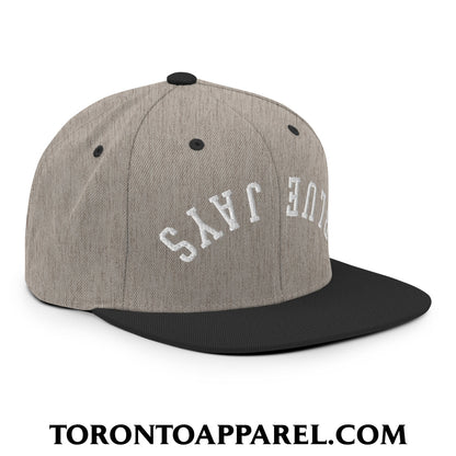 Upside Down Blue Jays Embroidered Flat Brim Bill Snapback Hat - Toronto Apparel