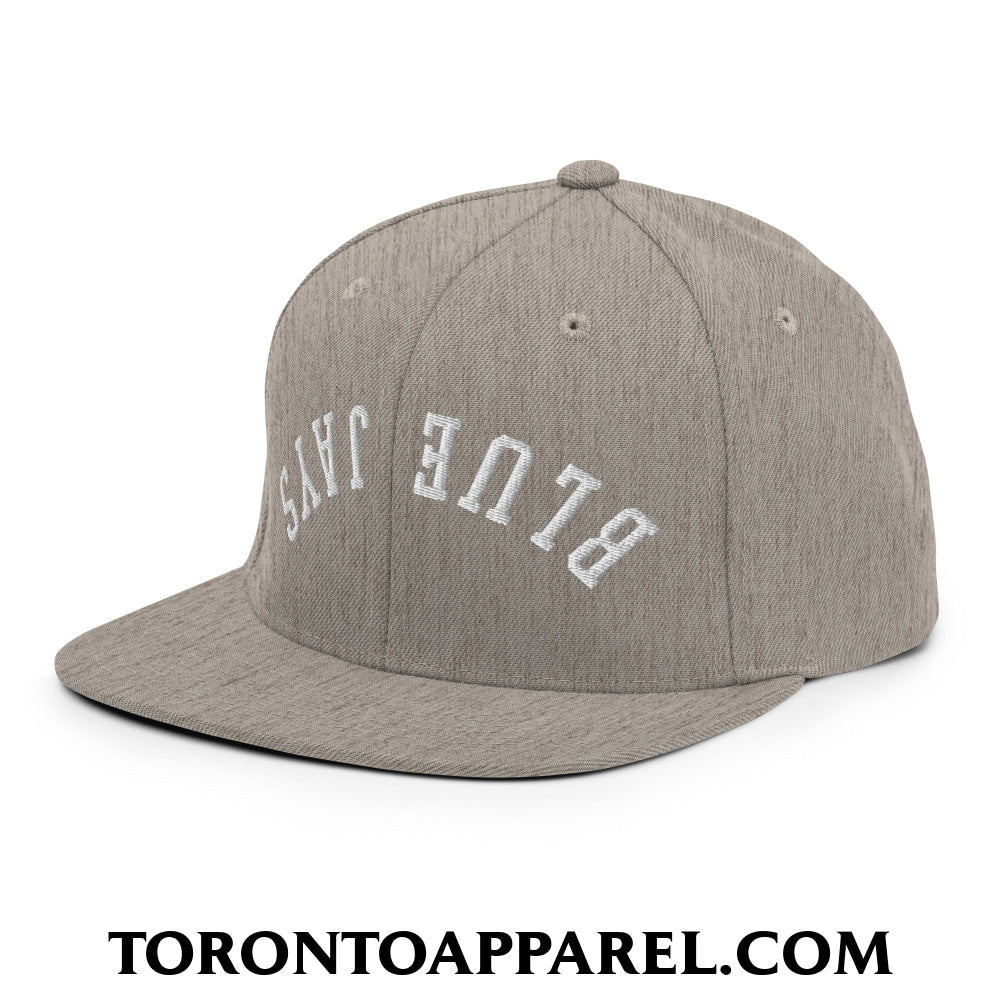 Upside Down Blue Jays Embroidered Flat Brim Bill Snapback Hat - Toronto Apparel