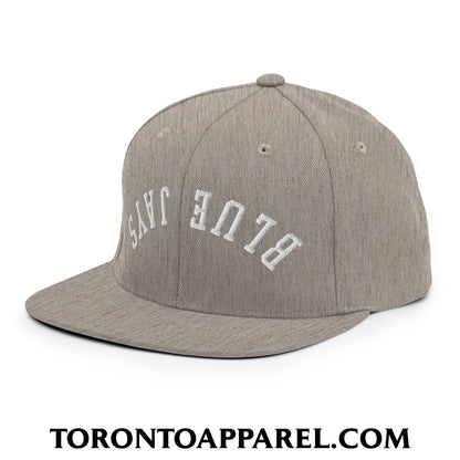 Upside Down Blue Jays Embroidered Flat Brim Bill Snapback Hat - Toronto Apparel
