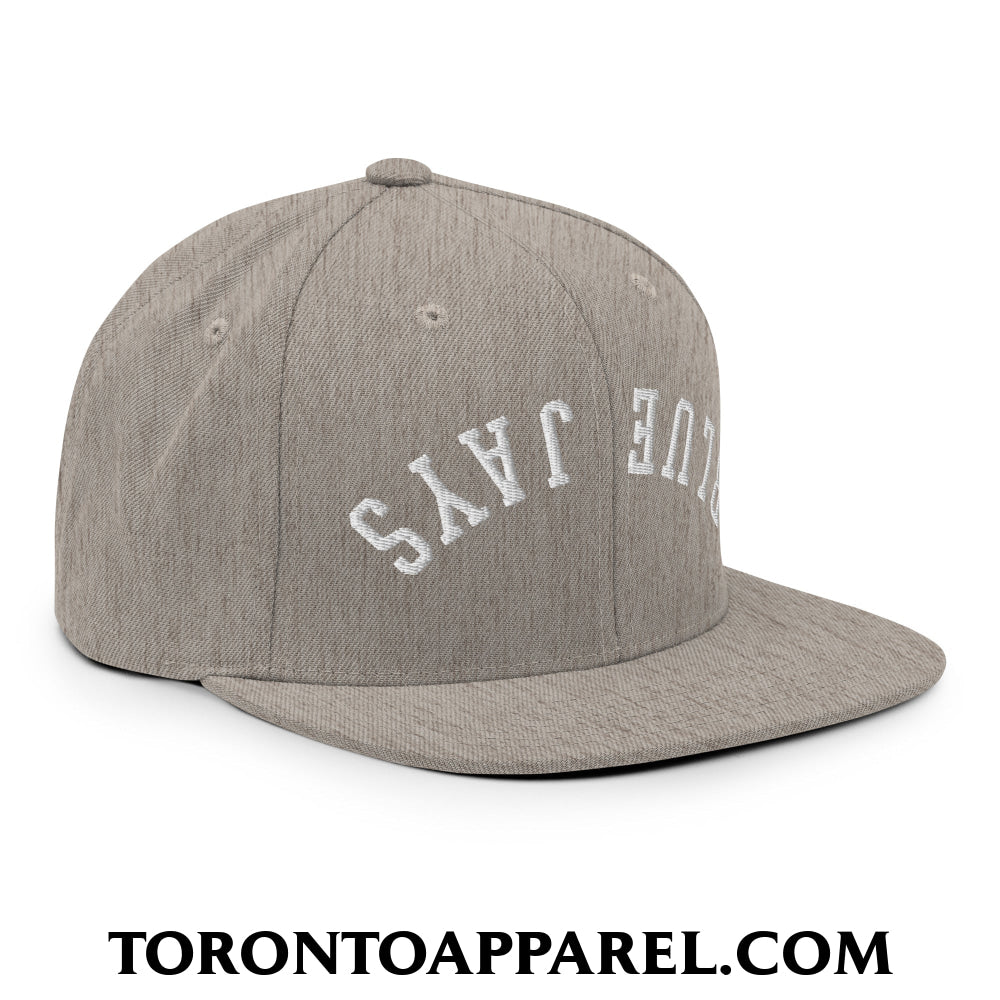 Upside Down Blue Jays Embroidered Flat Brim Bill Snapback Hat - Toronto Apparel