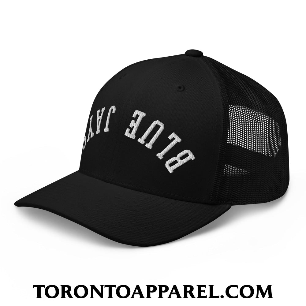 Upside Down Blue Jays Embroidered Mesh Trucker Hat - Toronto Apparel
