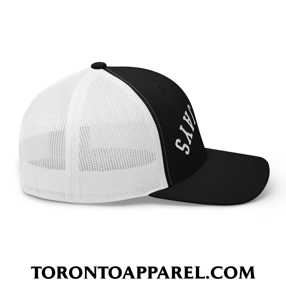 Upside Down Blue Jays Embroidered Mesh Trucker Hat - Toronto Apparel