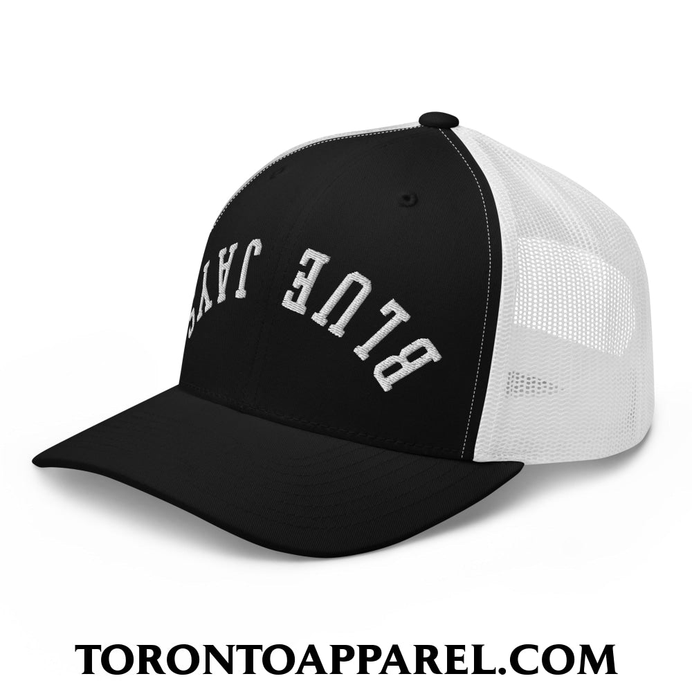 Upside Down Blue Jays Embroidered Mesh Trucker Hat - Toronto Apparel