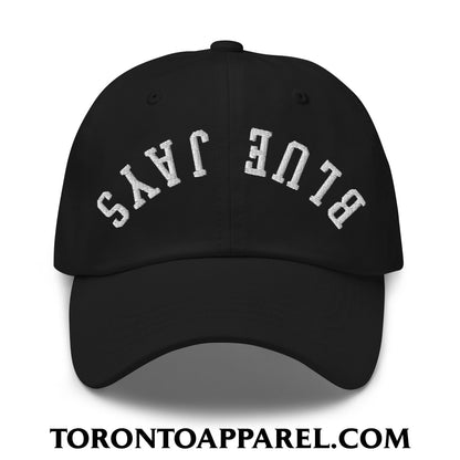 Upside Down Blue Jays Embroidered Unstructured Dad Hat - Black - Toronto Apparel