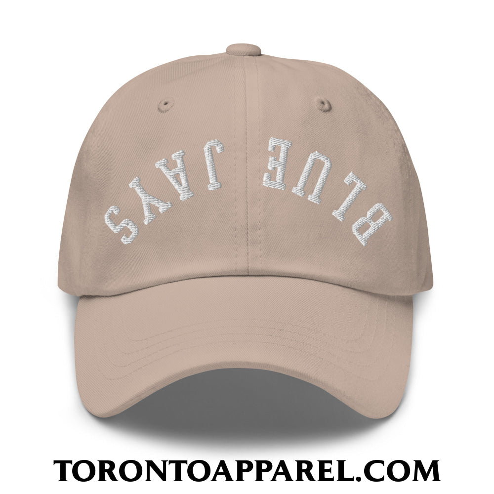 Upside Down Blue Jays Embroidered Unstructured Dad Hat - Stone - Toronto Apparel
