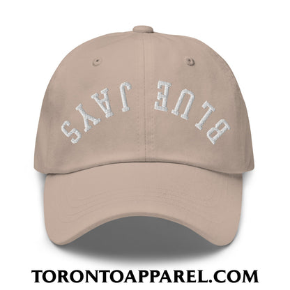 Upside Down Blue Jays Embroidered Unstructured Dad Hat - Stone - Toronto Apparel