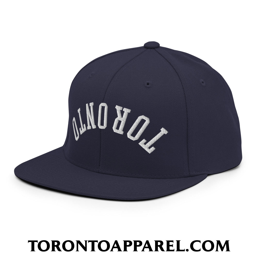 Upside Down Toronto Embroidered Flat Brim Bill Snapback Hat - Toronto Apparel