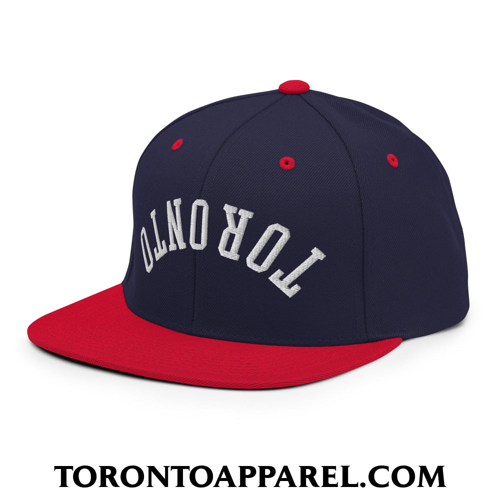 Upside Down Toronto Embroidered Flat Brim Bill Snapback Hat - Toronto Apparel