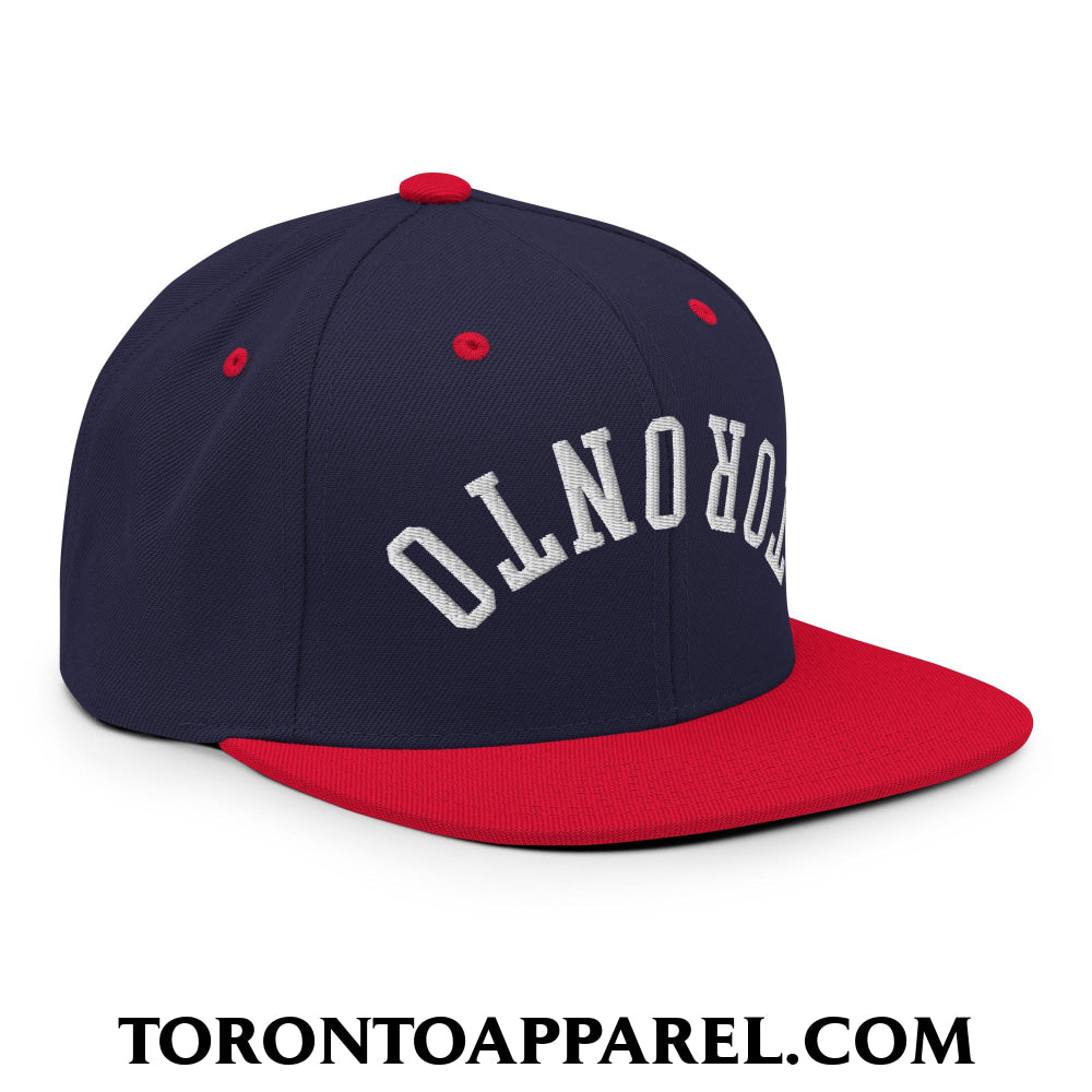 Upside Down Toronto Embroidered Flat Brim Bill Snapback Hat - Toronto Apparel