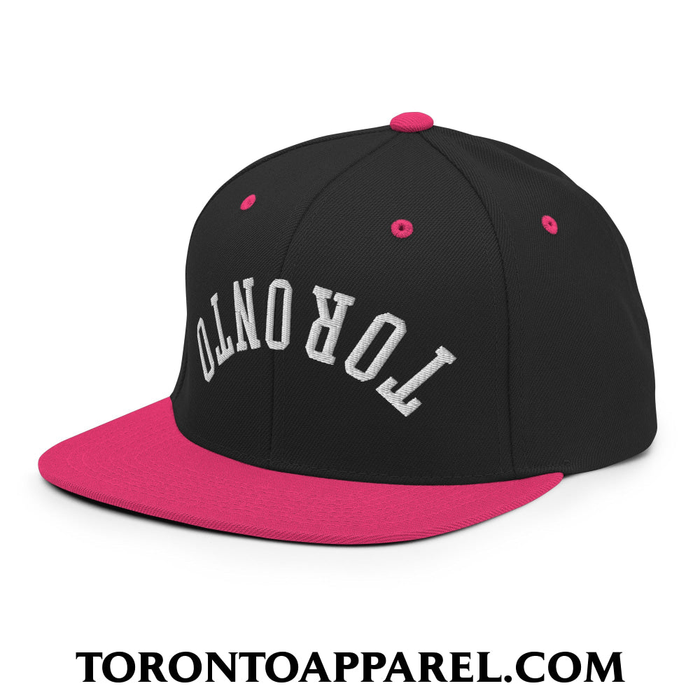 Upside Down Toronto Embroidered Flat Brim Bill Snapback Hat - Toronto Apparel