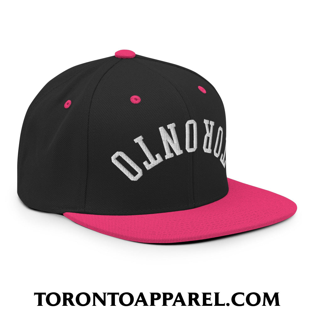 Upside Down Toronto Embroidered Flat Brim Bill Snapback Hat - Toronto Apparel