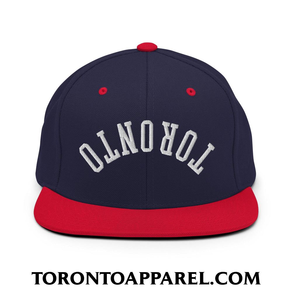 Upside Down Toronto Embroidered Flat Brim Bill Snapback Hat - Toronto Apparel