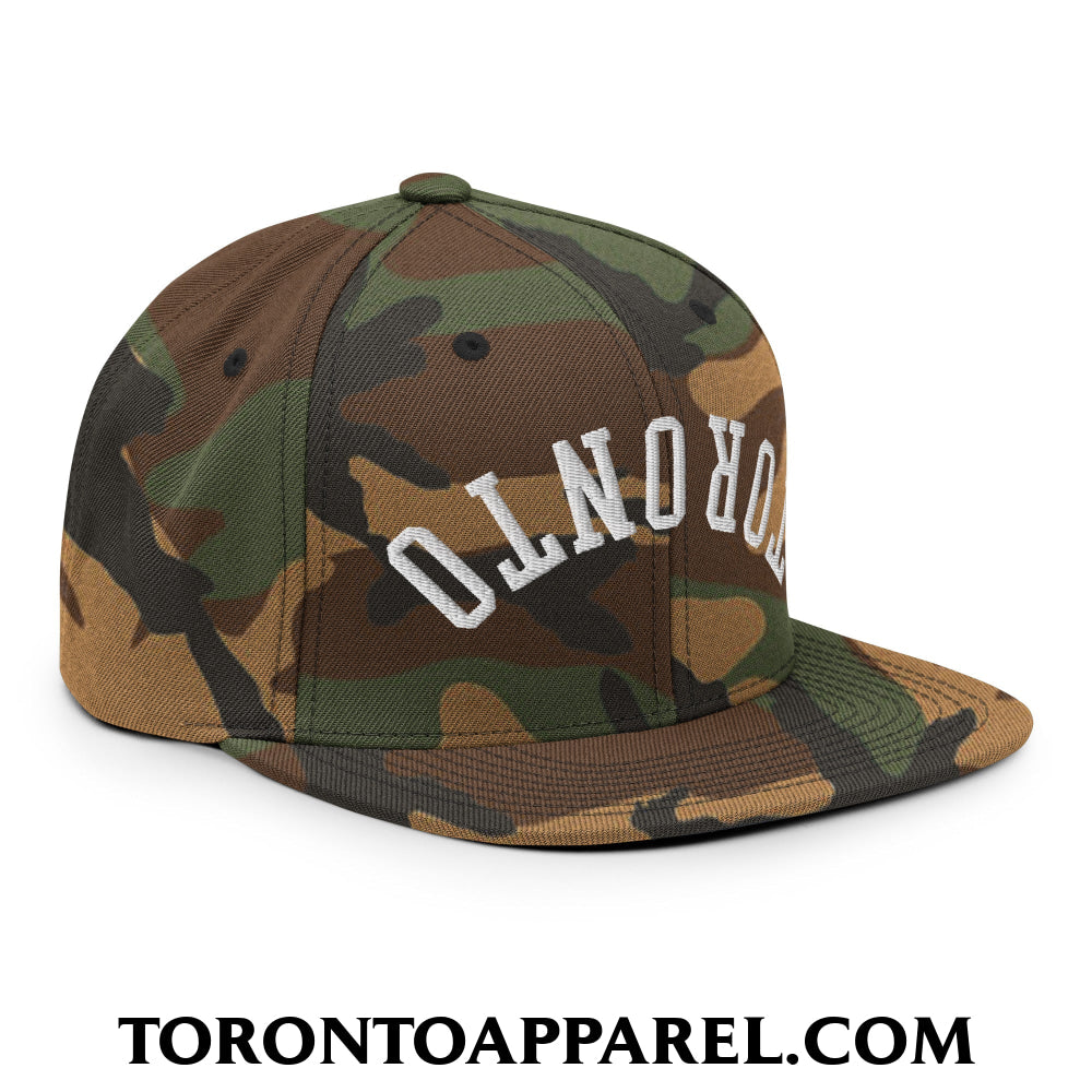 Upside Down Toronto Embroidered Flat Brim Bill Snapback Hat - Toronto Apparel