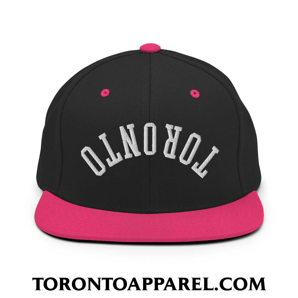 Upside Down Toronto Embroidered Flat Brim Bill Snapback Hat - Toronto Apparel