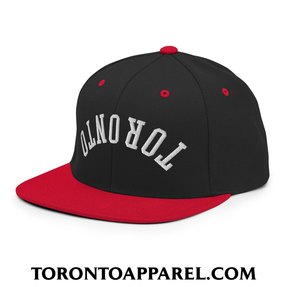 Upside Down Toronto Embroidered Flat Brim Bill Snapback Hat - Toronto Apparel