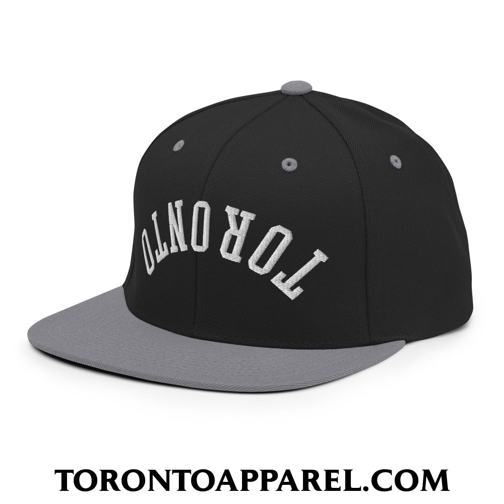 Upside Down Toronto Embroidered Flat Brim Bill Snapback Hat - Toronto Apparel