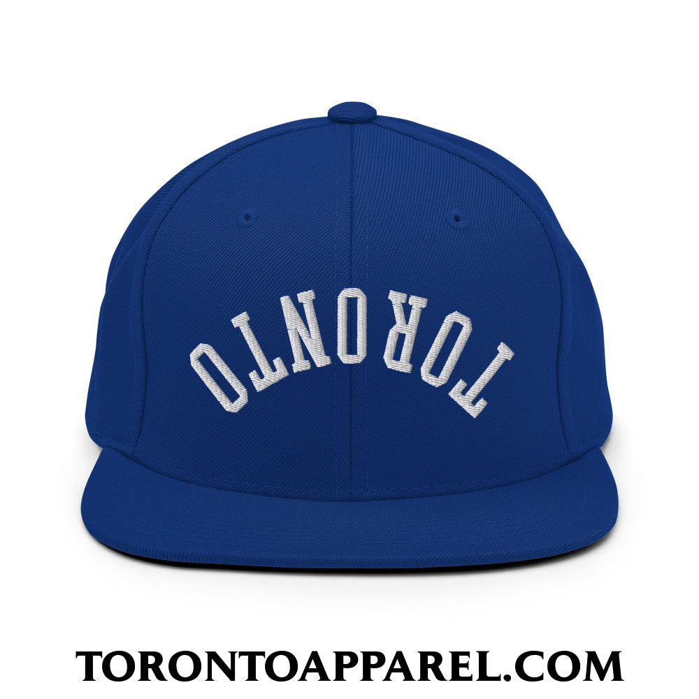 Upside Down Toronto Embroidered Flat Brim Bill Snapback Hat - Royal Blue - Toronto Apparel