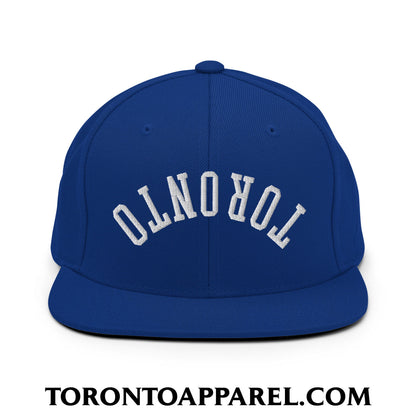 Upside Down Toronto Embroidered Flat Brim Bill Snapback Hat - Royal Blue - Toronto Apparel